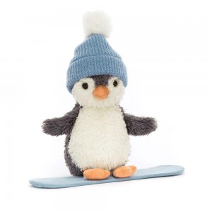 Arktida A Antarktida Jellycat Plyšáci Peanut Penguin Snowboarding,12cm x 18cm x 4cm Černé | FIZWB-8695