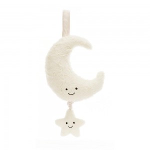 Baby Toys Jellycat Amuseables Moon Musical Pull,28cm x 15cm x 6cm Bílé | ZMQYU-6098