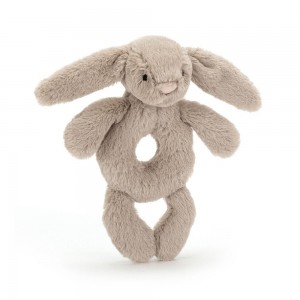 Baby Toys Jellycat Bashful Bunny Ring Rattle,18cm x 8cm x 2cm Béžový | GBJPH-5349