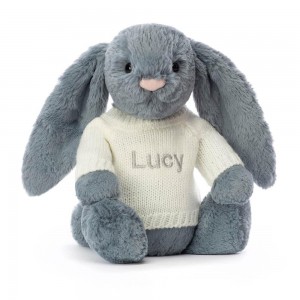 Baby Toys Jellycat Bashful Dusky Bunny with Cream Jumper,31cm x 12cm x 9cm Blankyt | GLBVP-8951