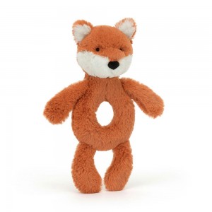 Baby Toys Jellycat Bashful Fox Cub Ring Rattle,18cm x 8cm x 2cm Oranžové | QBAKP-2157