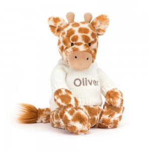 Baby Toys Jellycat Bashful Giraffe with Cream Jumper,31cm x 12cm x 9cm Oranžové | ZJIQK-0392