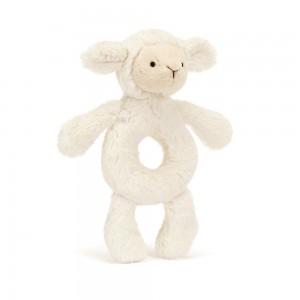 Baby Toys Jellycat Bashful Lamb Ring Rattle,18cm x 8cm x 2cm Bílé | XRTIQ-0946