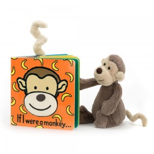 Baby Toys Jellycat If I Were A Opičky and Bashful Opičky Small, Hnědé | AQHRN-2481