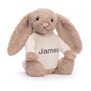 Dítě Jellycat Bashful Bunny with Cream Jumper,31cm x 12cm x 9cm Béžový | SELBV-5674