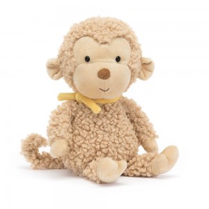 Džungle A Safari Jellycat Plyšáci Fuzzkin Opičky,25cm x 9cm x 5cm Hnědé | SILGO-0219