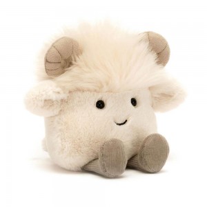 Farmyard Jellycat Plyšáci Amuseabean Ram,12cm x 9cm x 6cm Bílé | PWOCV-7518
