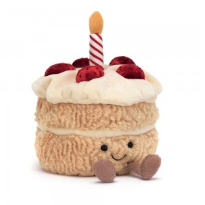 Food Jellycat Plyšáci Amuseables Birthday Cake,16cm x 12cm x 12cm Béžový | DGZFA-8916