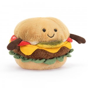 Food Jellycat Plyšáci Amuseables Burger,12cm x 12cm x 11cm Hnědé | WOCQJ-4158