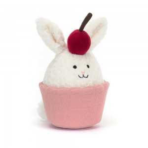 Food Jellycat Plyšáci Amuseables Dainty Dessert Bunny Cupcake,14cm x 10cm x 9cm Bílé | JSDFU-1740