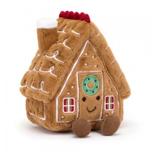 Food Jellycat Plyšáci Amuseables Gingerbread House,22cm x 18cm x 14cm Hnědé | HQGMW-9728