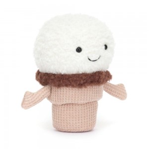 Food Jellycat Plyšáci Amuseables Ice Cream Cone,14cm x 9cm x 5cm Bílé | TSBPG-6802