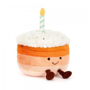 Food Jellycat Plyšáci Amuseables Jellina Birthday Cake,13cm x 15cm x 15cm Oranžové | JMKDE-9843