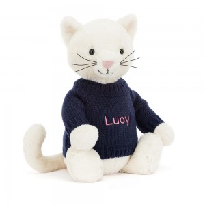 Jumpers Jellycat Bashful Cream Kitten,31cm x 12cm x 9cm Bílé | WXUCJ-0452