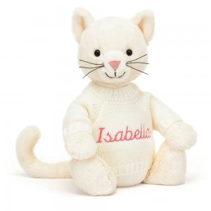 Jumpers Jellycat Bashful Cream Kitten with Cream Jumper,31cm x 12cm x 9cm Bílé | FCVOT-6450