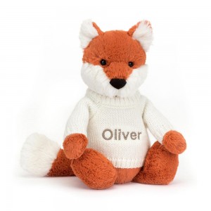 Jumpers Jellycat Bashful Fox Cub with Cream Jumper,31cm x 12cm x 9cm Oranžové | SEKBM-5764