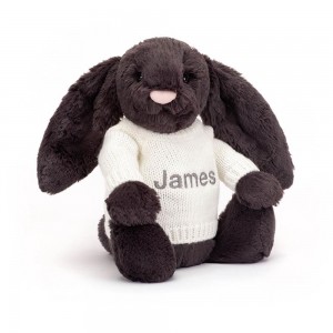 Jumpers Jellycat Bashful Inky Bunny with Cream Jumper,31cm x 12cm x 9cm Černé | GFRSL-8472