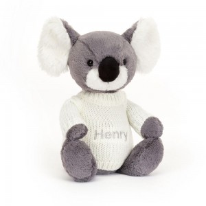 Jumpers Jellycat Bashful Koala with Cream Jumper,31cm x 12cm x 9cm Šedé | ALRHI-3984