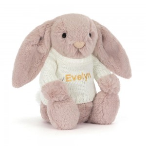 Jumpers Jellycat Bashful Luxe Bunny with Cream Jumper,31cm x 12cm x 9cm Růžové | ESQCT-7683