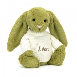 Jumpers Jellycat Bashful Moss Bunny with Cream Jumper,31cm x 12cm x 9cm Zelene | FNBGI-0764