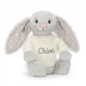 Jumpers Jellycat Bashful Shimmer Bunny with Cream Jumper,31cm x 12cm x 9cm Šedé | RIBXG-3472