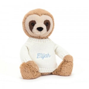 Jumpers Jellycat Bashful Sloth with Cream Jumper,28cm x 10cm x 7cm Béžový | GALXY-7024