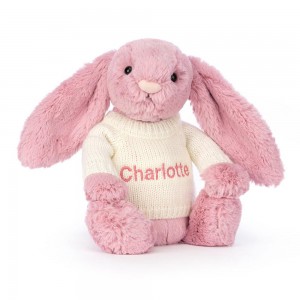 Jumpers Jellycat Bashful Tulip Bunny with Cream Jumper,31cm x 12cm x 9cm Růžové | ICVZW-5293