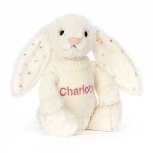 Jumpers Jellycat Bashful Twinkle Bunny with Cream Jumper,31cm x 12cm x 9cm Bílé | GDUSV-1974