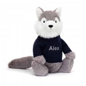 Jumpers Jellycat Bashful Wolf,31cm x 12cm x 9cm Šedé | UIAFR-6307