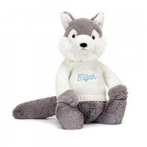 Jumpers Jellycat Bashful Wolf with Cream Jumper,31cm x 12cm x 9cm Šedé | WEKYI-7896