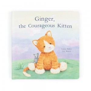 Knihy Jellycat Ginger, the Courageous Kitten,23cm x 23cm x 2cm Oranžové | ISMKL-8924