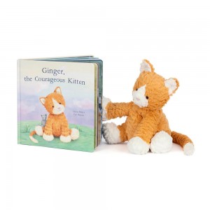 Knižka Aktivity Jellycat Ginger, the Courageous Kitten and Fuddlewuddle Ginger, Oranžové | WZQYG-9521