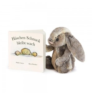 Knižka Aktivity Jellycat Haschen Schnuck Bleibt Wach Buch & Bashful Cottontail Bunny Medium, Hnědé | CZBAW-4613