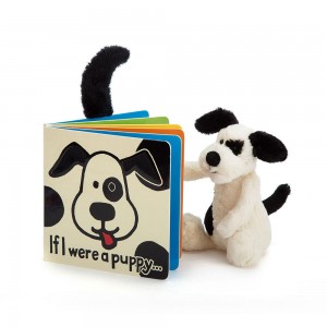 Knižka Aktivity Jellycat If I Were A Puppy and Bashful Puppy Small, Bílé | IWMKD-1082