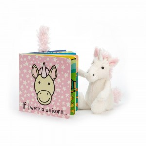 Knižka Aktivity Jellycat If I were a Unicorn and Bashful Unicorn Small, Bílé | MADVO-6278