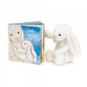Knižka Aktivity Jellycat Lapin Timide Veut Grandir Livre and Bashful Cream Bunny Medium, Bílé | TGRAN-6497