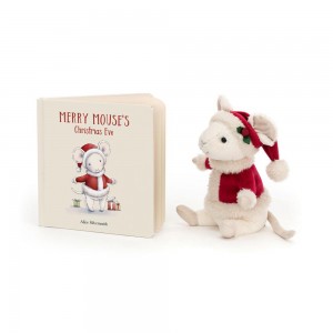 Knižka Aktivity Jellycat Merry Mouse's Christmas Eve and Merry Mouse, Bílé | JNZWS-5103