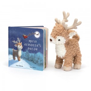 Knižka Aktivity Jellycat Mitzi Reindeer's Dream and Mitzi Reindeer Medium, Béžový | BFVLE-1084
