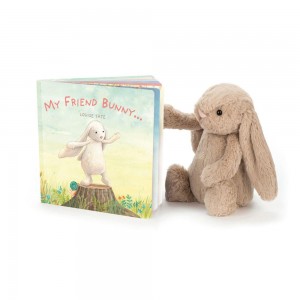 Knižka Aktivity Jellycat My Friend Bunny and Bashful Bunny Medium, Béžový | NQTXE-0681