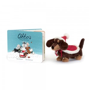 Knižka Aktivity Jellycat Otto's Snowy Christmas and Winter Warmer Otto Sausage, Hnědé | OTNJC-9386