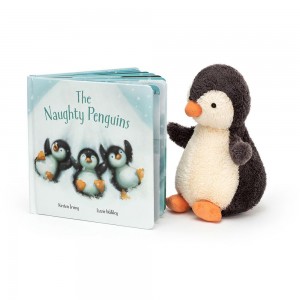 Knižka Aktivity Jellycat The Naughty Penguins and Peanut Penguin Medium, Černé | POXZQ-0251