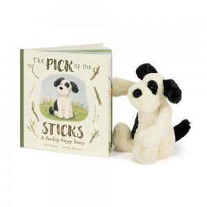 Knižka Aktivity Jellycat The Pick of the Sticks and Bashful Puppy Medium, Bílé | HLZPJ-9415