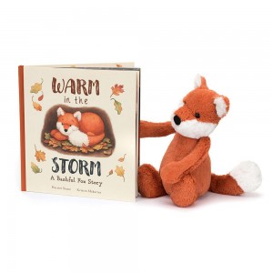 Knižka Aktivity Jellycat Warm in the Storm and Bashful Fox Cub Medium, Bílé | ZYPJC-6827