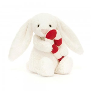 Králícči Jellycat Plyšáci Bashful with Candy Cane,7.1in x 3.5in x 3.1in Bílé | AHDPZ-2340