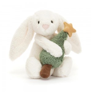 Králícči Jellycat Plyšáci Bashful with Christmas Tree,7.1in x 3.5in x 3.1in Bílé | KLHBS-5473