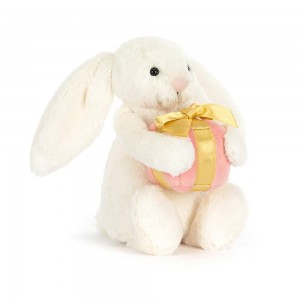 Králícči Jellycat Plyšáci Bashful with Present,18cm x 9cm x 8cm Bílé | JHLFD-4908