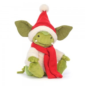 Mýtická Stvoření Jellycat Plyšáci Christmas Grizzo,30cm x 10cm x 9cm Zelene | CWOAV-2596