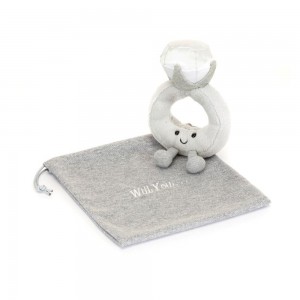 Objekty Jellycat Plyšáci Amuseables Diamond Ring with Personalised,20cm x 12cm x 5cm Šedé | IAFHN-9625
