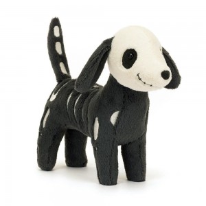 Pejsci Jellycat Plyšáci Skeledog Dan,6.3in x 2.4in x 8.7in Černé | VIDAE-2479
