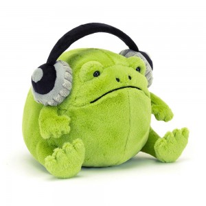 Plazi Jellycat Plyšáci Ricky Rain Žábičky Headphones,15cm x 16cm x 18cm Zelene | BAEPY-8612